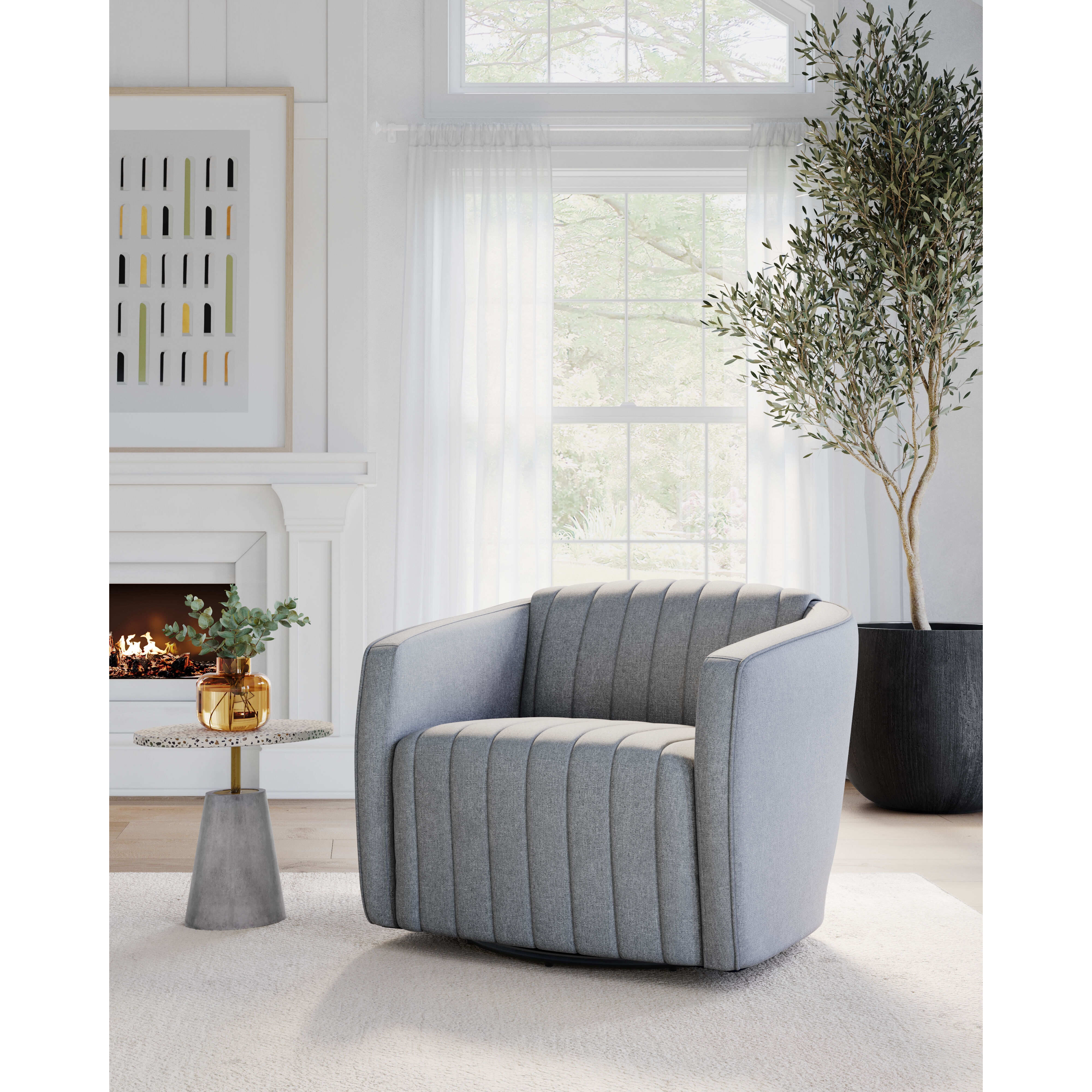 Garrison Liv Dove Swivel Lounge Chair, Swivel